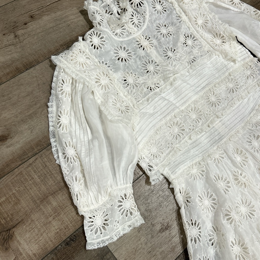 Isabel Marant Dysart silk blend broderie anglaise dress in off white - Picture 3 of 8